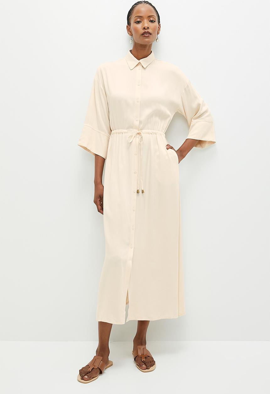 edit - Soft waisted shirt dress - cream