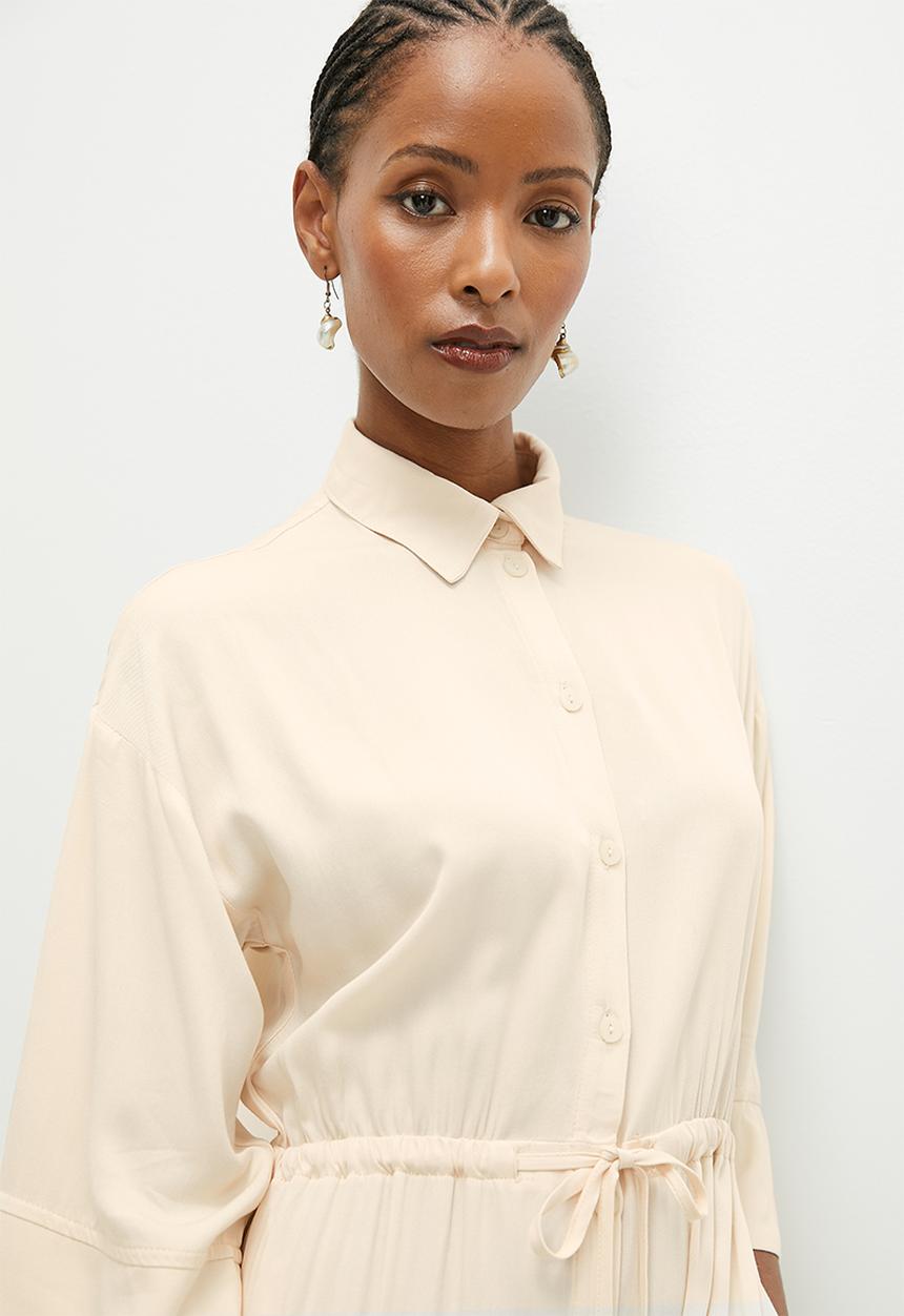 edit - Soft waisted shirt dress - cream