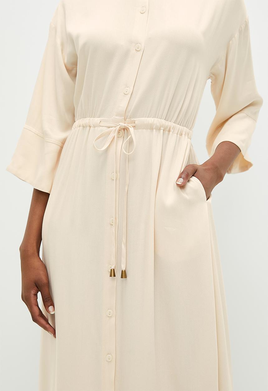 edit - Soft waisted shirt dress - cream