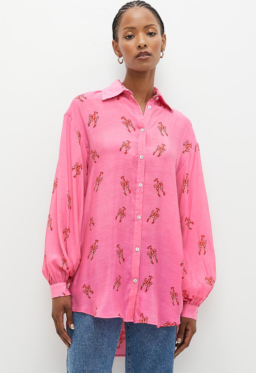 Me&B - Sheer bellow sleeve shirt - pink
