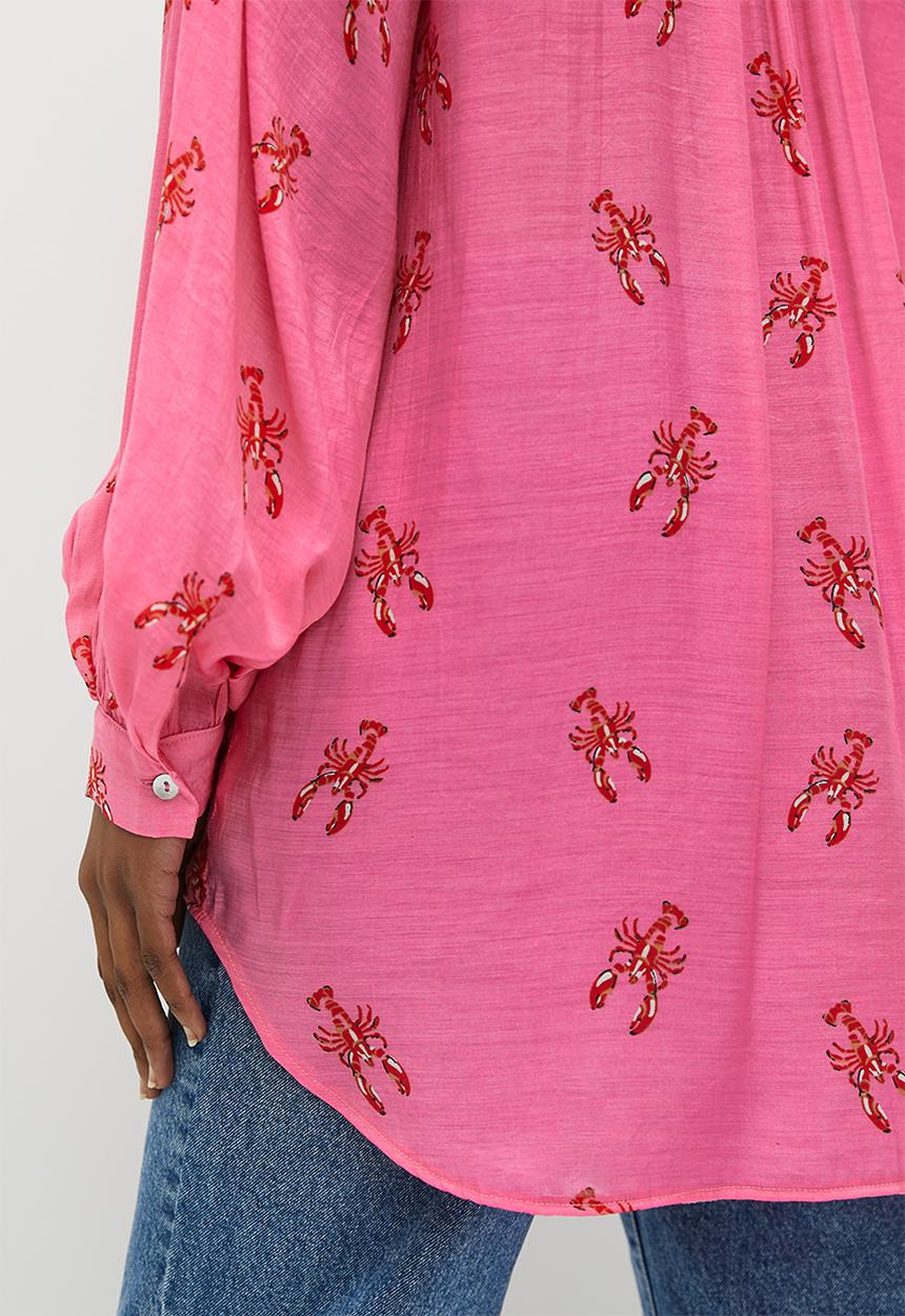 Me&B - Sheer bellow sleeve shirt - pink