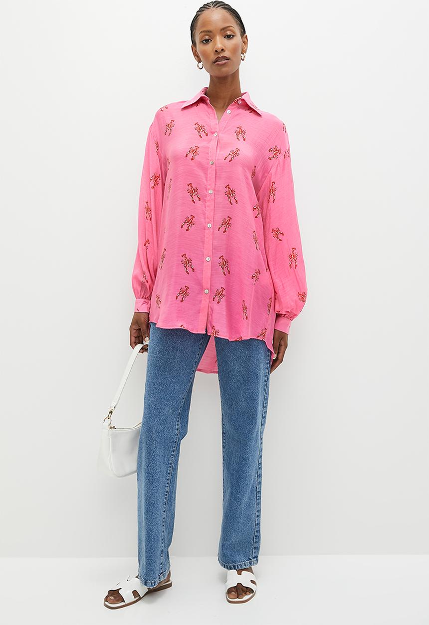 Me&B - Sheer bellow sleeve shirt - pink