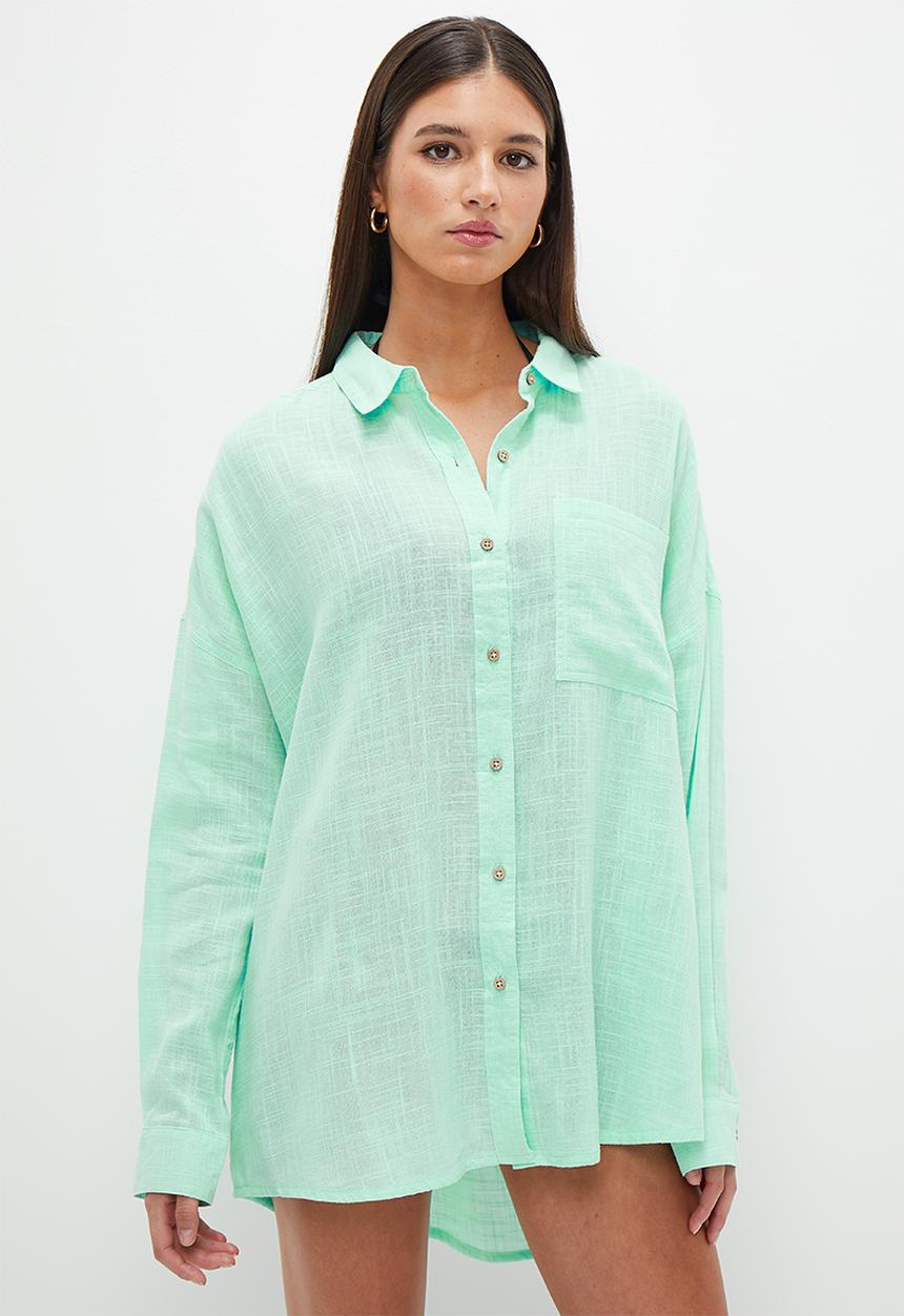 Cotton On - Swing Beach Shirt - Honeydew Melon