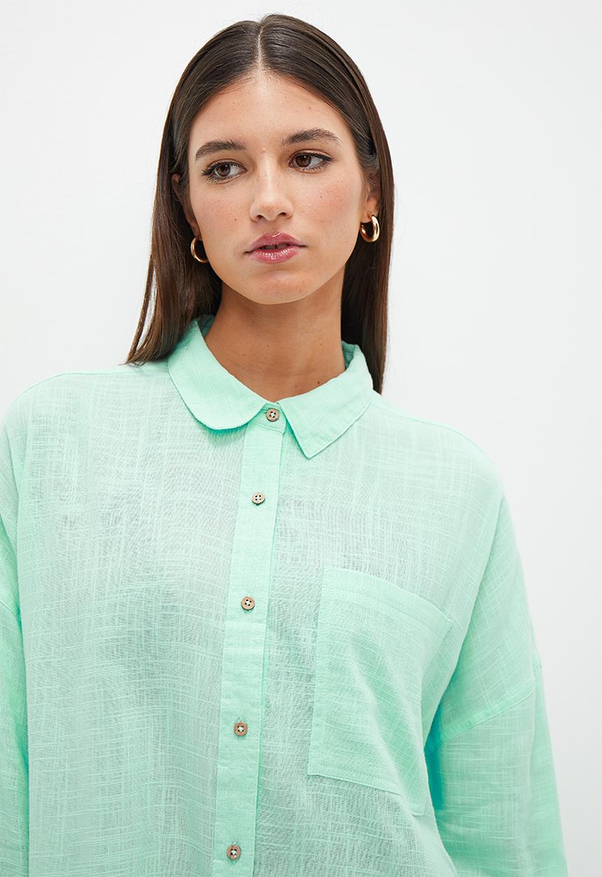 Cotton On - Swing Beach Shirt - Honeydew Melon