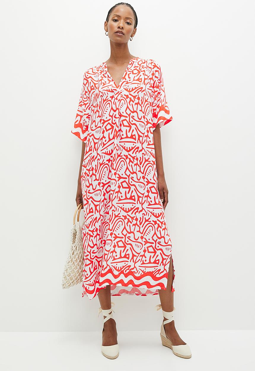 Me&B - The tunic dress with button detail - aztec border