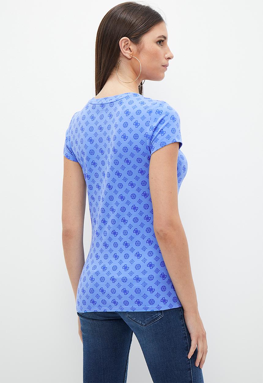 GUESS - Short sleeve cn peony aop tee - blue