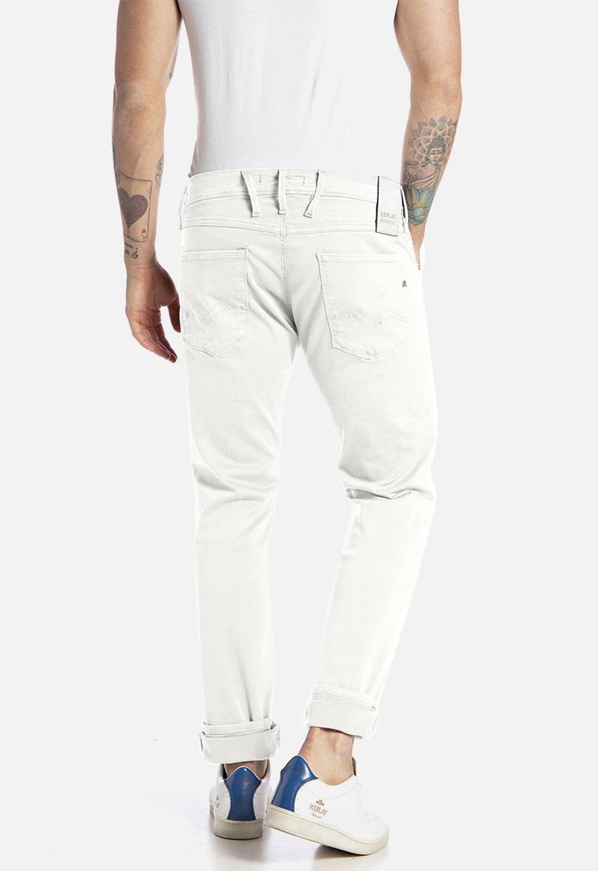 Replay - 10.5 OZ bull hyperflex stretch denim slim - white