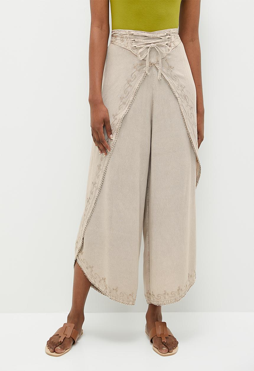 Stella Morgan - Open side harem pants with front detail - stone