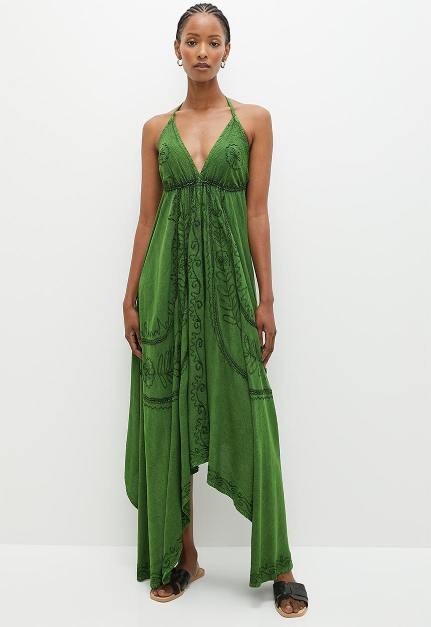 Stella Morgan - Embroidered halterneck maxi dress - green