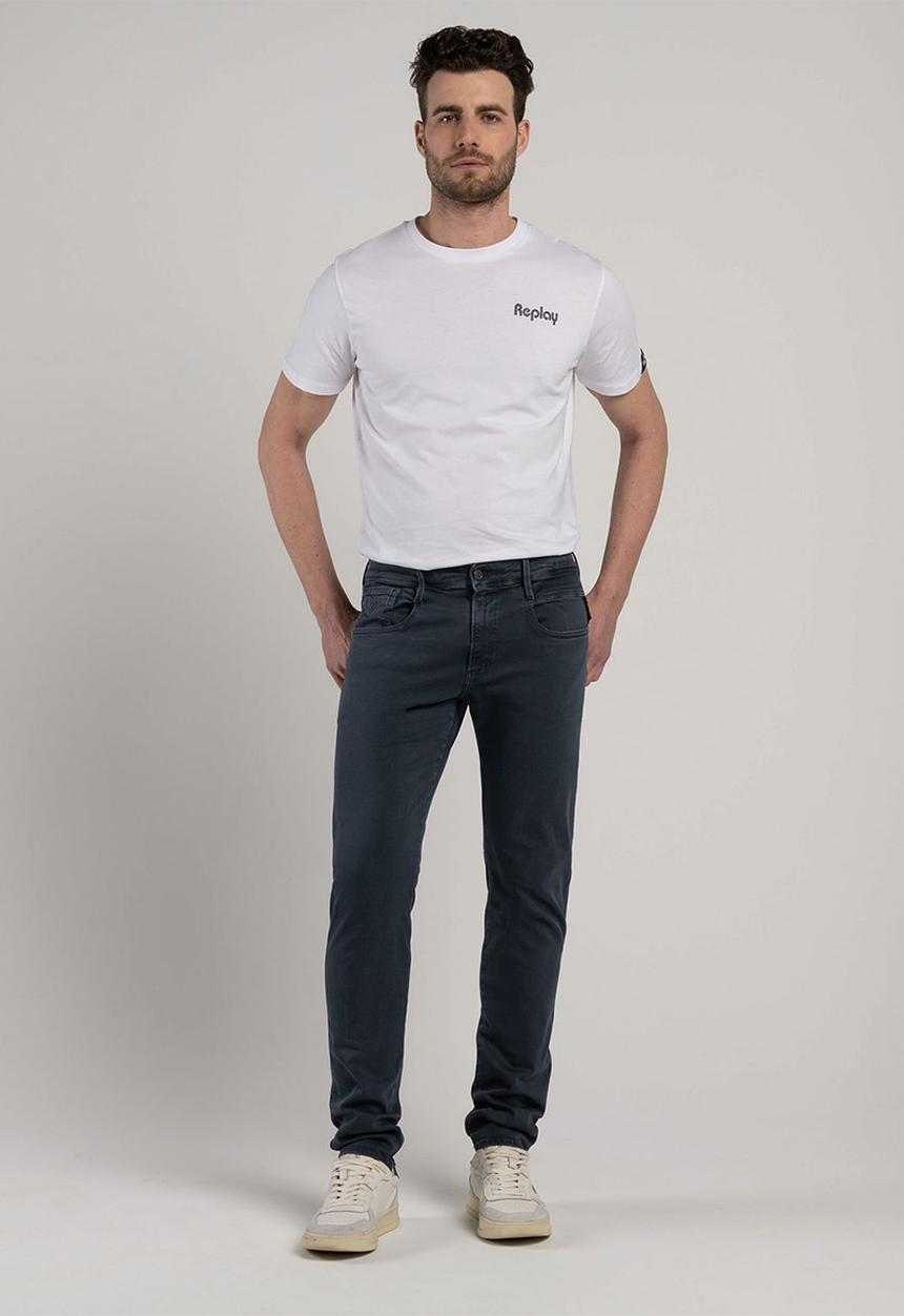 Replay - 10.5 OZ bull hyperflex stretch denim slim - blue delavè 