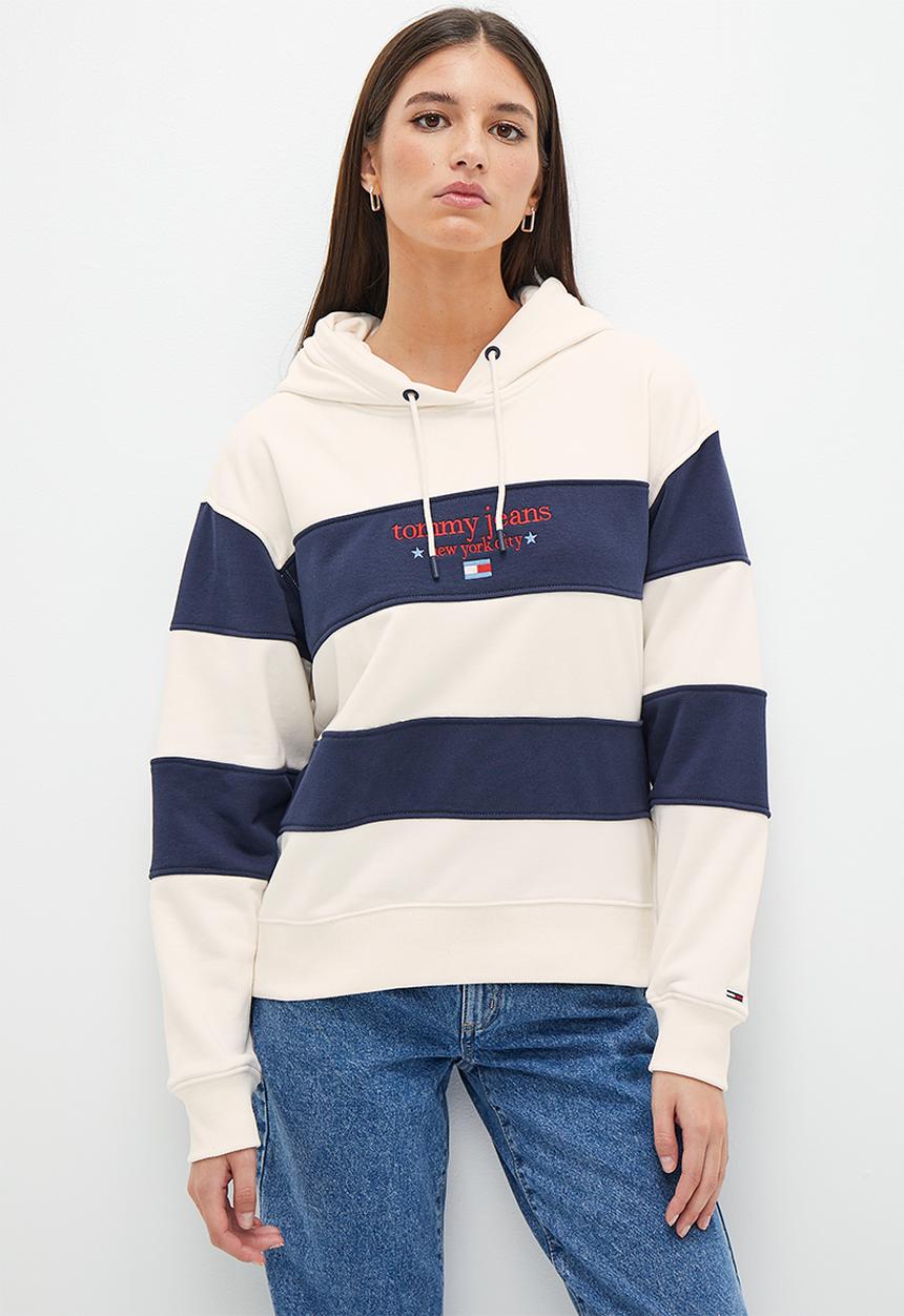 Tommy Hilfiger - Nyc stripe hoodie - white & navy 