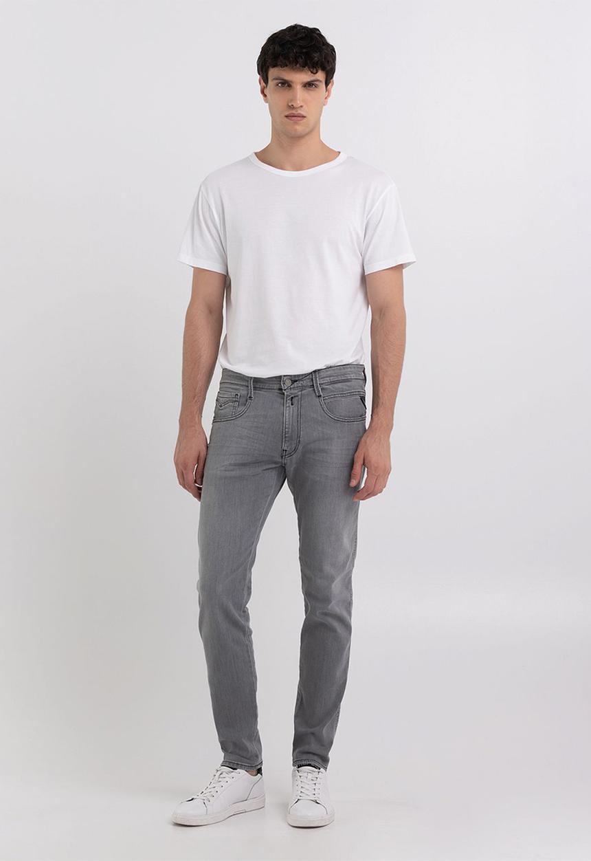 Replay - 10 OZ black power stretch denim slim - medium grey