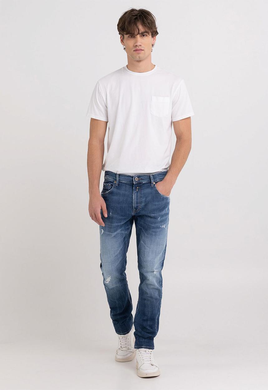 Replay - 12 OZ deep blue power stretch denim slim tapered - medium blue