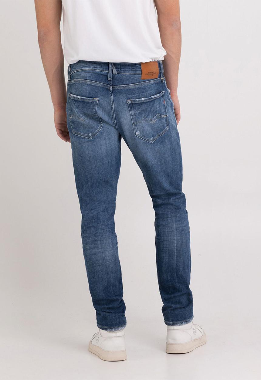 Replay - 12 OZ deep blue power stretch denim slim tapered - medium blue
