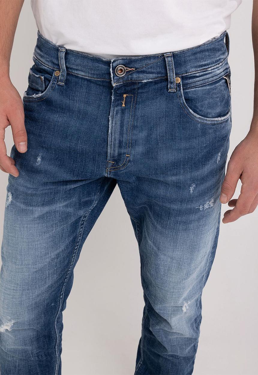 Replay - 12 OZ deep blue power stretch denim slim tapered - medium blue