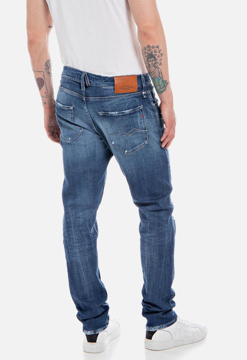 Replay - 12 OZ deep blue power stretch denim slim tapered - medium blue