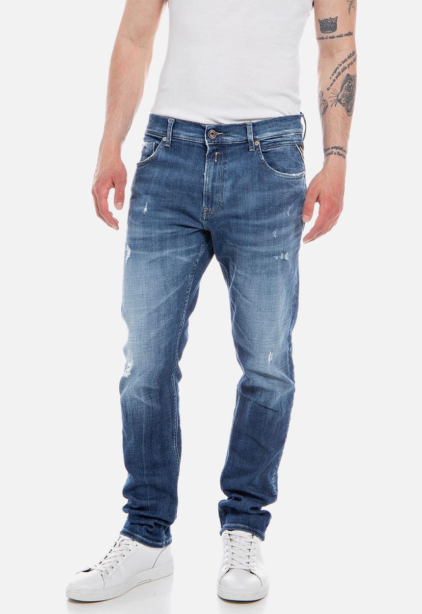 Replay - 12 OZ deep blue power stretch denim slim tapered - medium blue