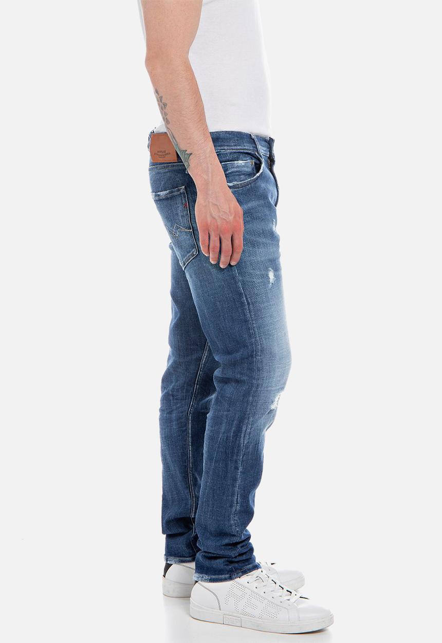 Replay - 12 OZ deep blue power stretch denim slim tapered - medium blue