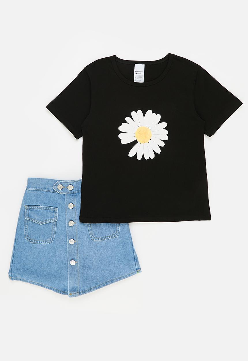 Pop Candy - Skort  and tee set - blue & black