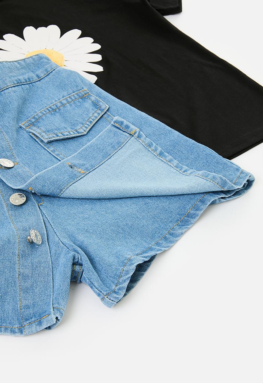 Pop Candy - Skort  and tee set - blue & black