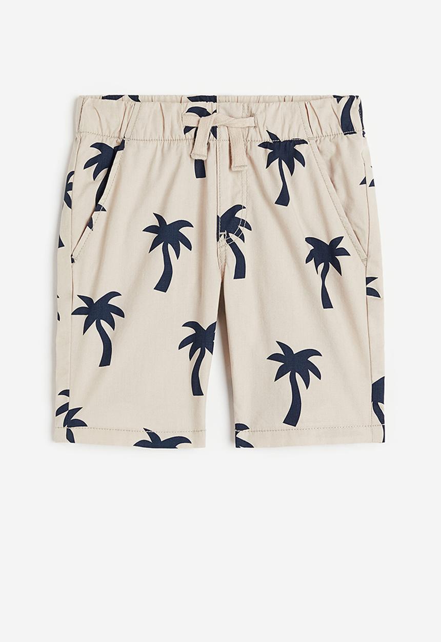 H&M - Cotton shorts - light beige palm trees