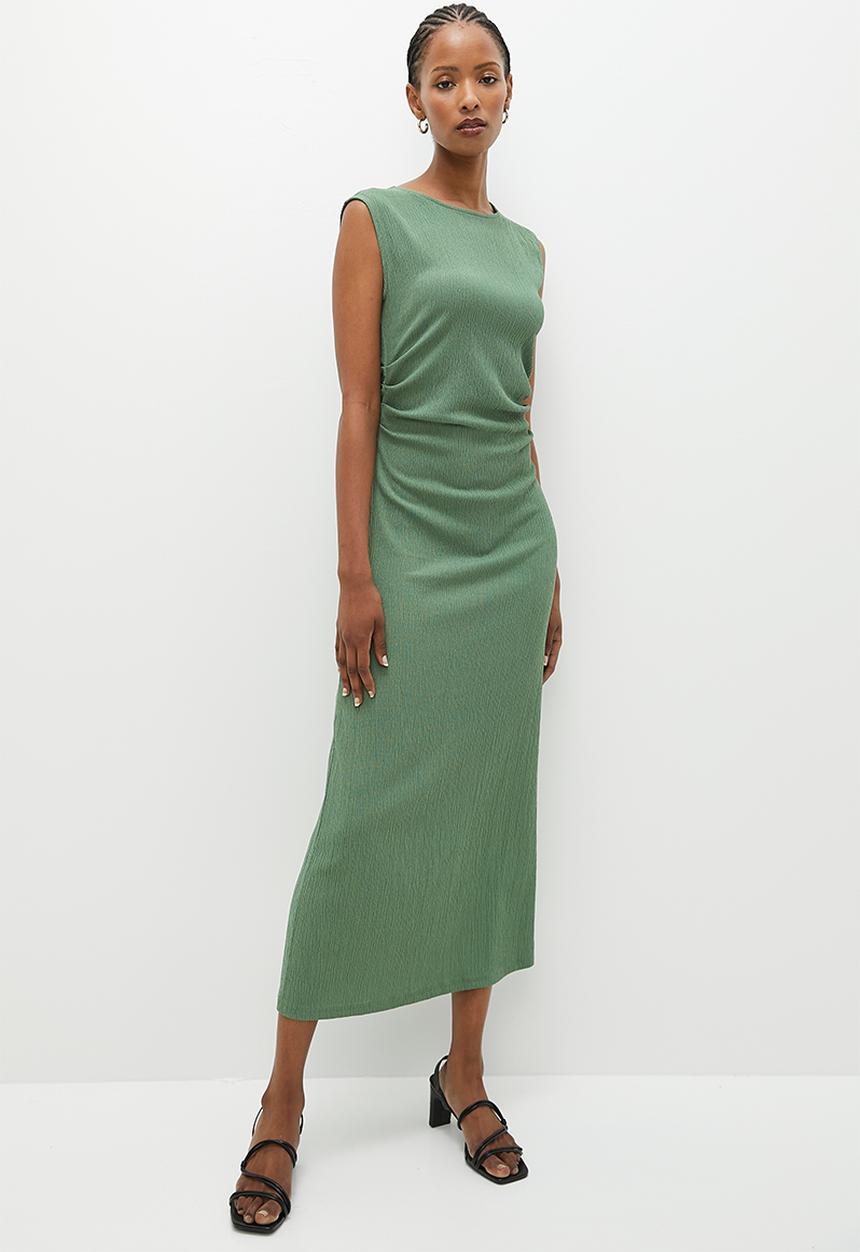 edit - Ruched waist midi dress - green