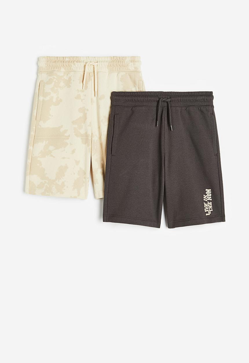 H&M - 2 Pack pull-on shorts - light beige & dark grey