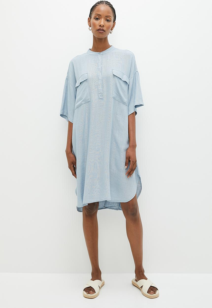Vero Moda - Line 2/4 linen mix tunic - blue fog