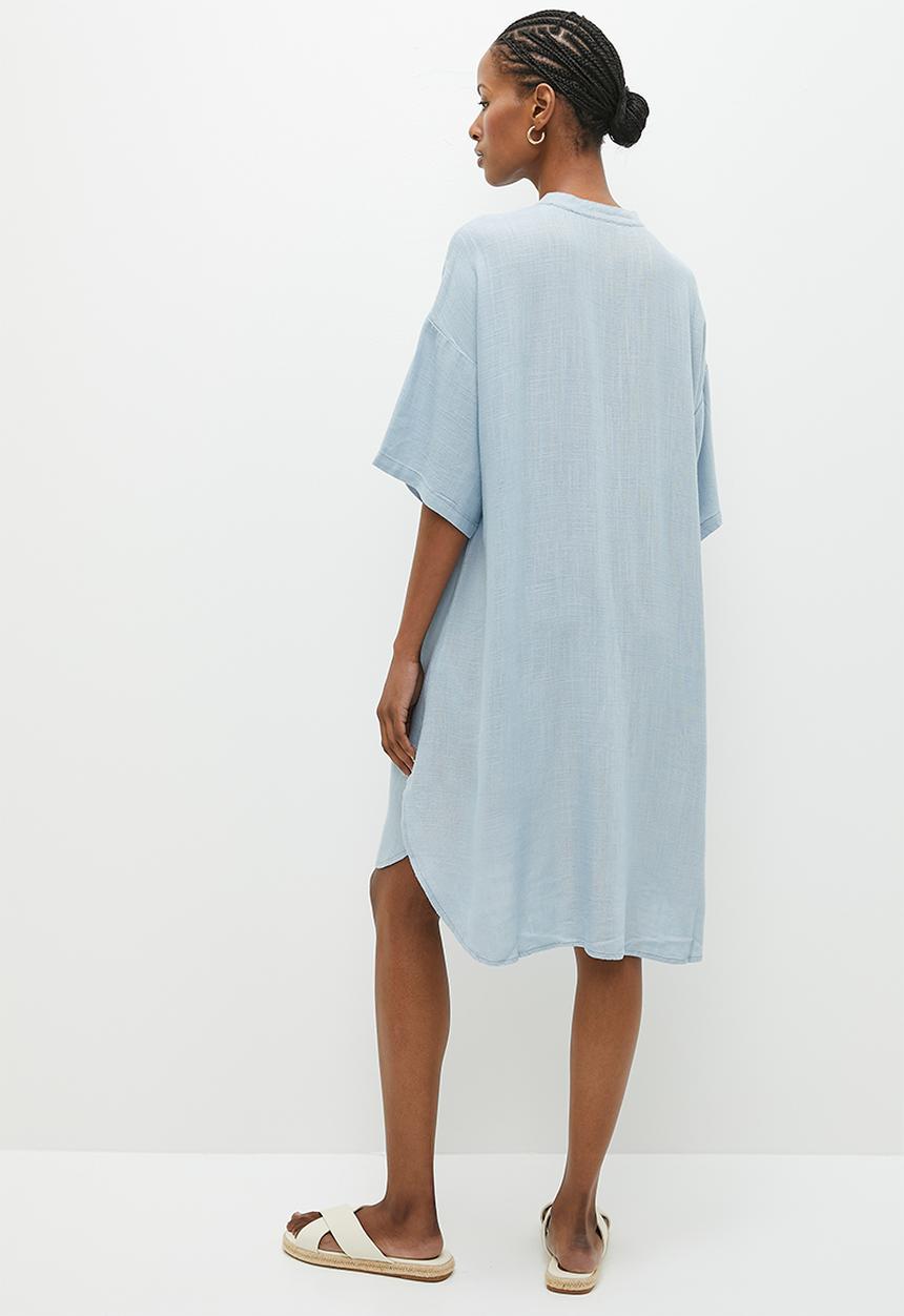 Vero Moda - Line 2/4 linen mix tunic - blue fog