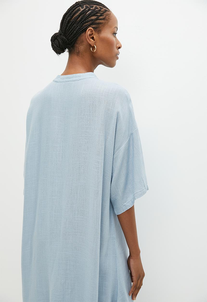 Vero Moda - Line 2/4 linen mix tunic - blue fog