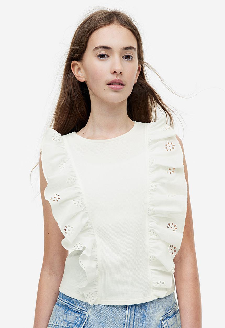 H&M - Flounce-trimmed vest top - white