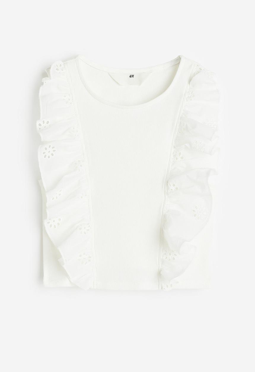 H&M - Flounce-trimmed vest top - white