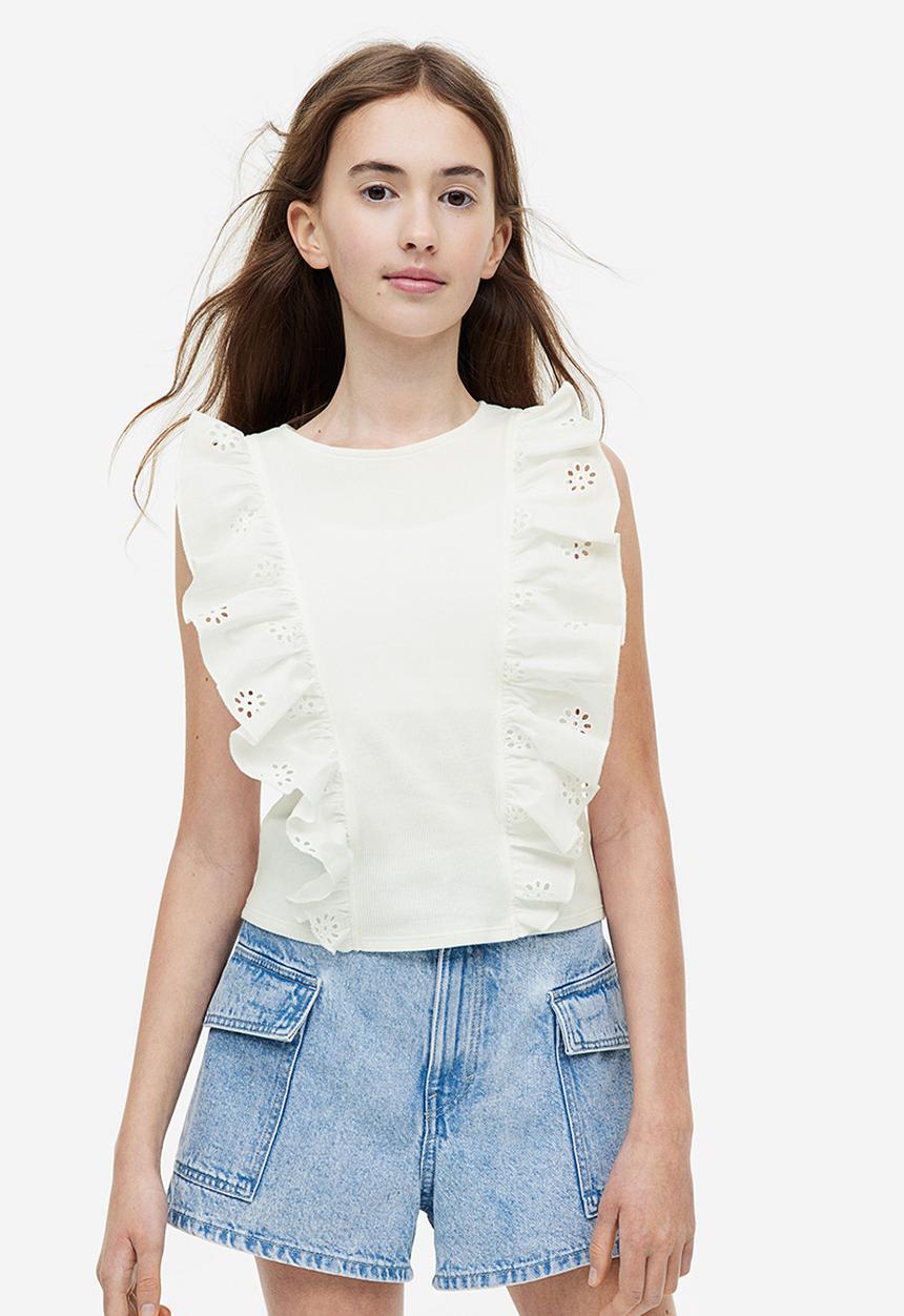 H&M - Flounce-trimmed vest top - white
