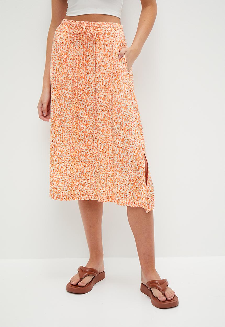 HAILYS - Print Maxi Skirt - Papaya Flower