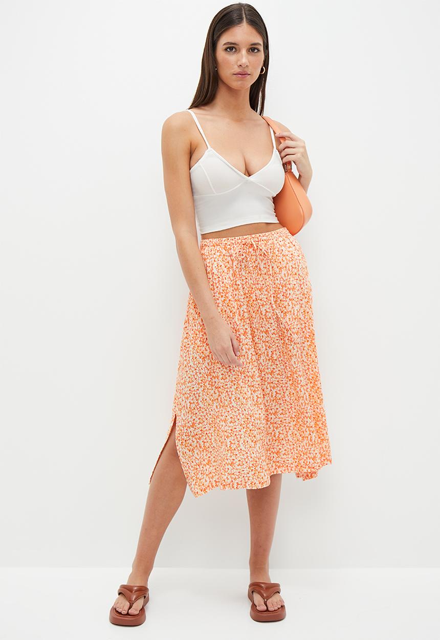 HAILYS - Print Maxi Skirt - Papaya Flower