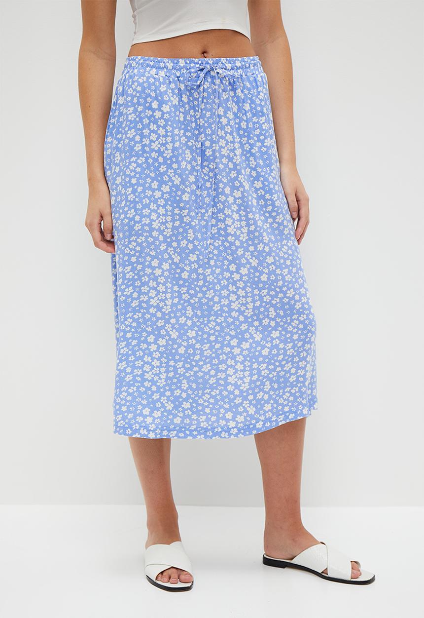HAILYS - Print Maxi Skirt - Light Blue Flower