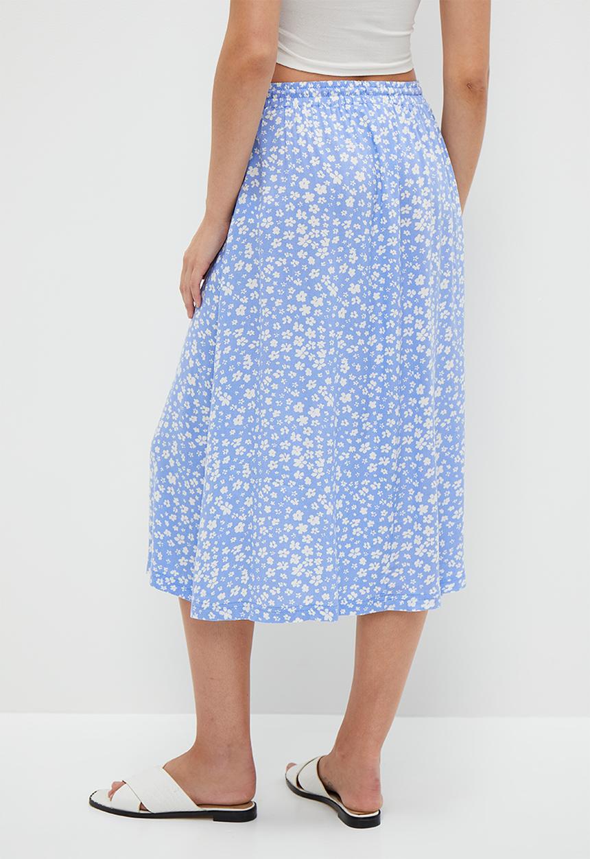 HAILYS - Print Maxi Skirt - Light Blue Flower