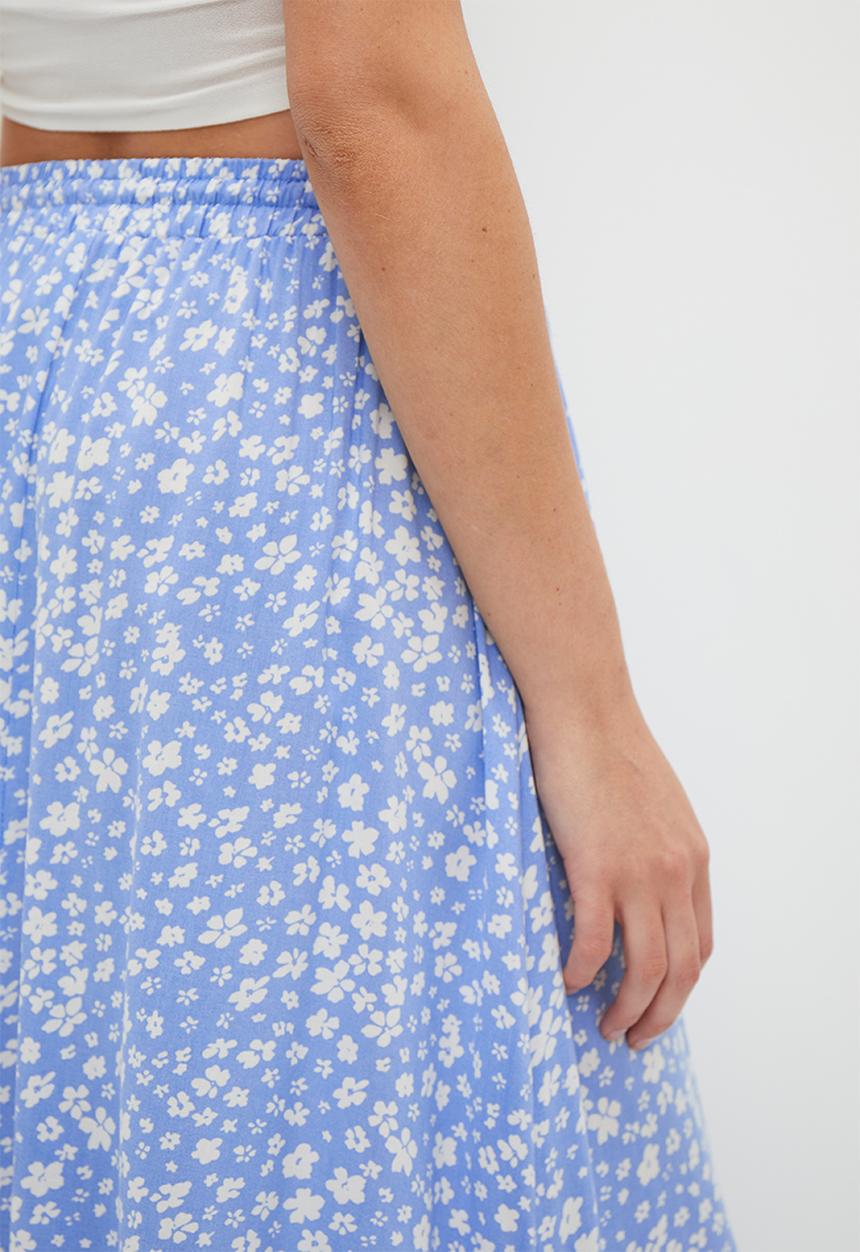 HAILYS - Print Maxi Skirt - Light Blue Flower