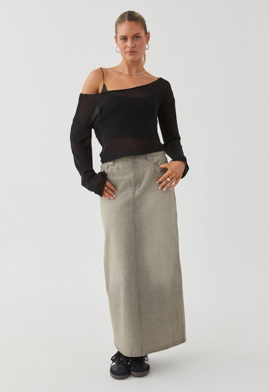 Supré  - Carla wide neck sheer knit jumper -  black