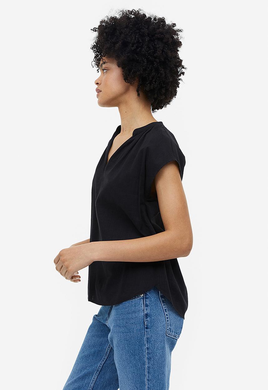 H&M - V-neck blouse - black