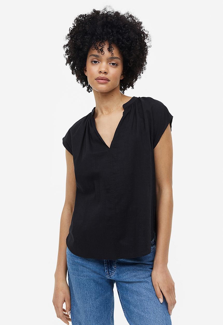 H&M - V-neck blouse - black