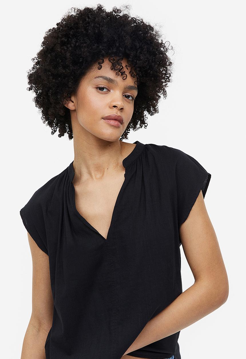 H&M - V-neck blouse - black