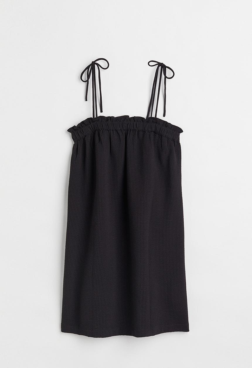 H&M - Waffled jersey dress - black