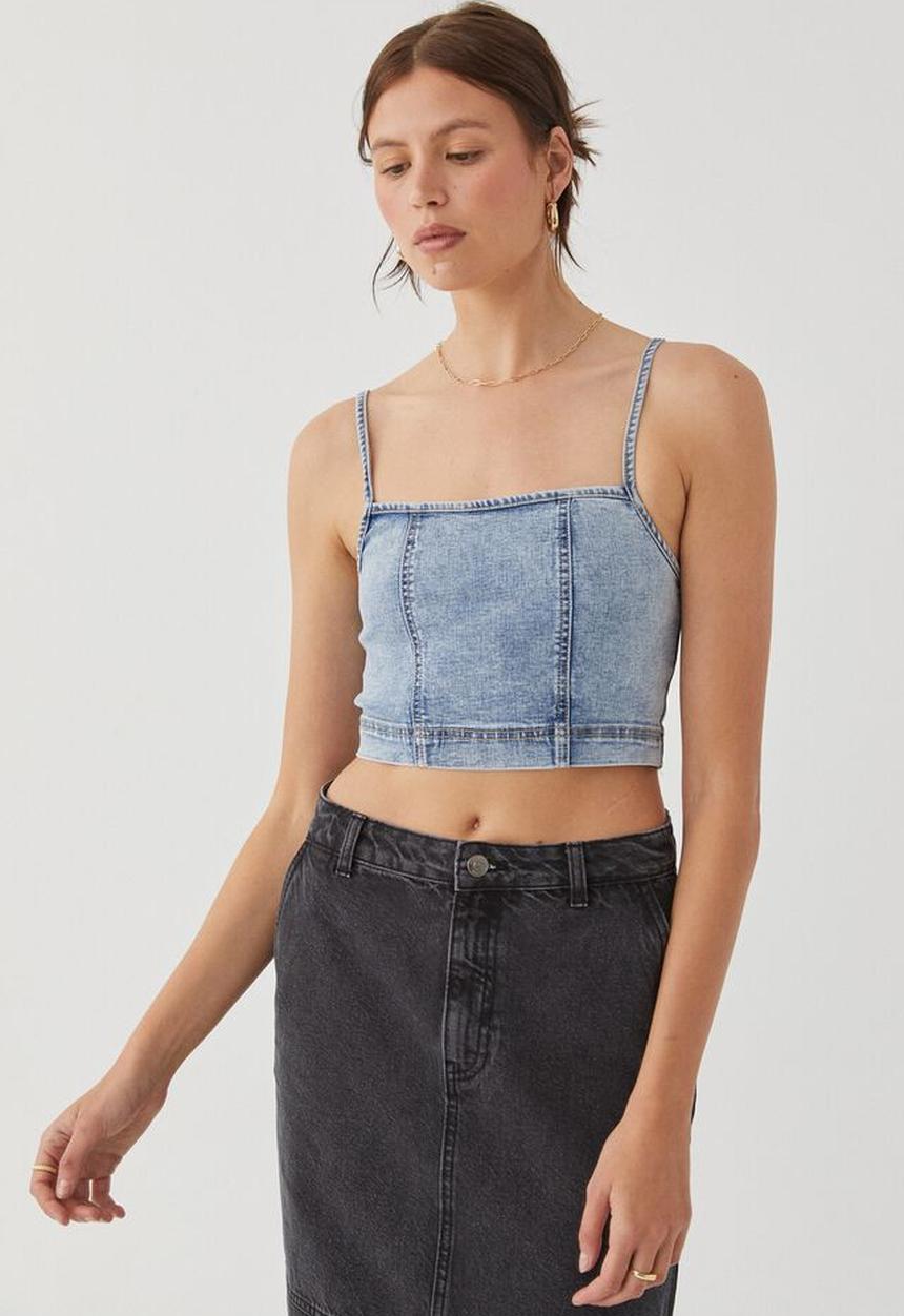 Supré  - Willow denim cropped top -  light blue wash