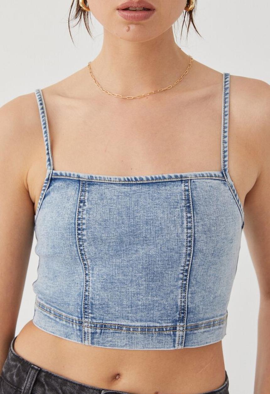 Supré  - Willow denim cropped top -  light blue wash