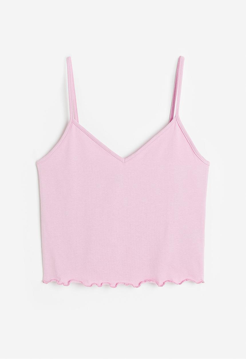 H&M - Cropped strappy top - light pink