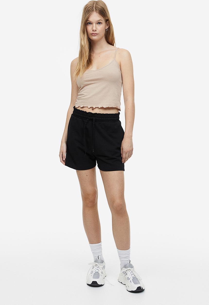 H&M - Cropped strappy top - light beige