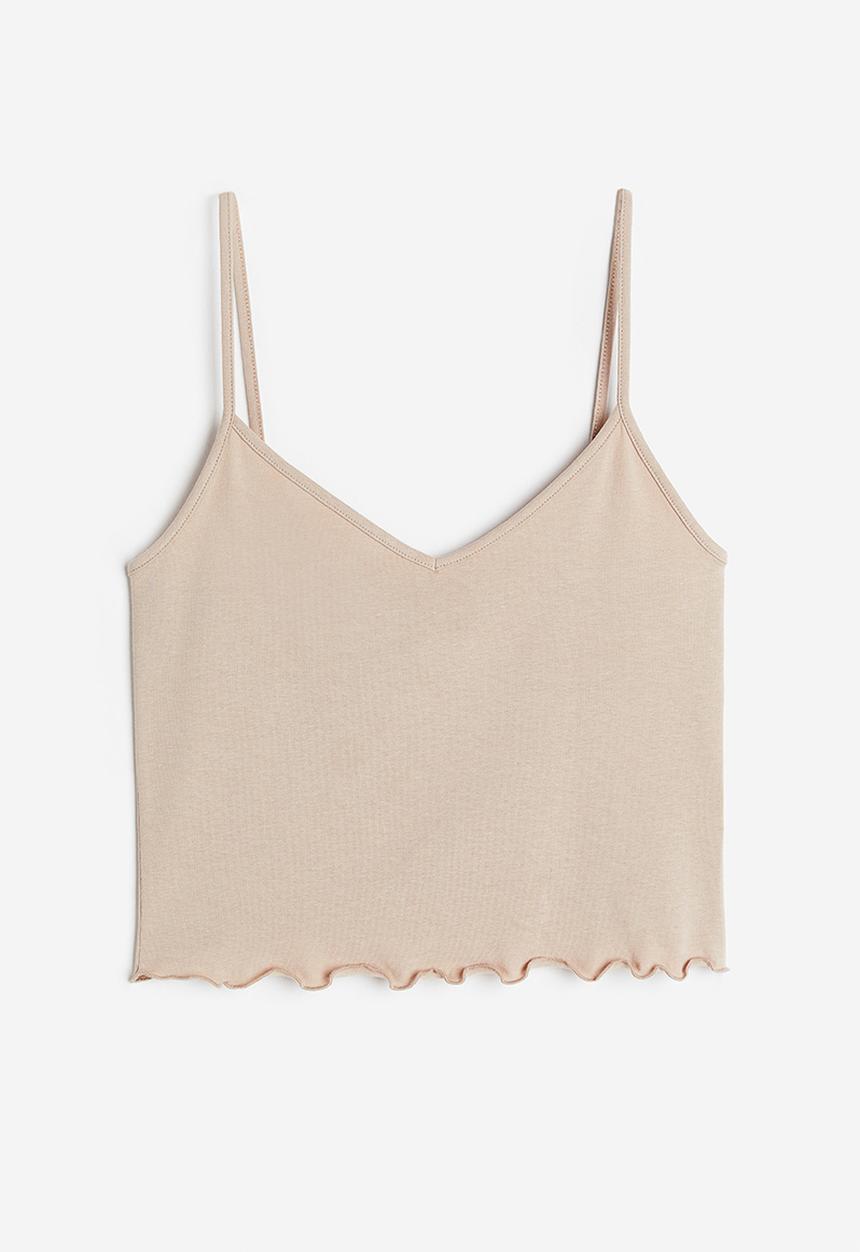 H&M - Cropped strappy top - light beige