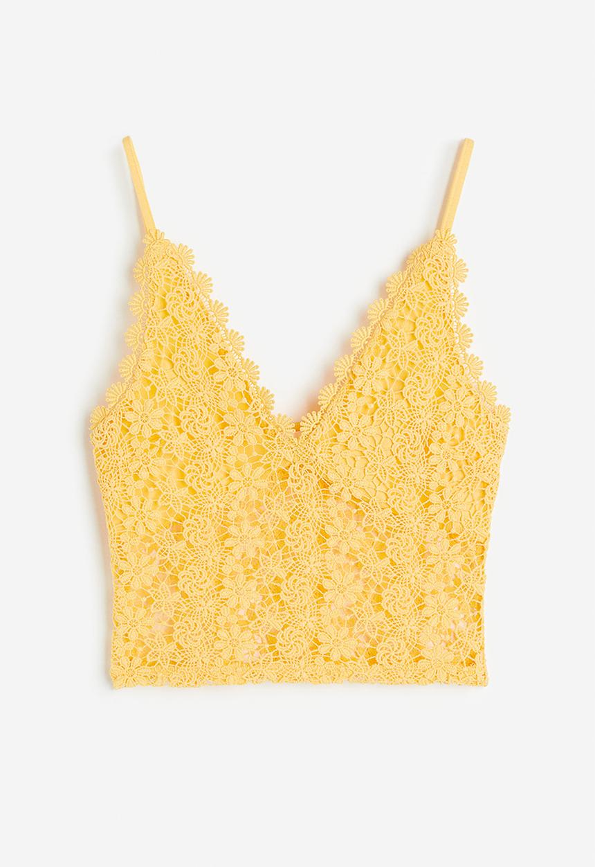 H&M - Cropped lace top - yellow