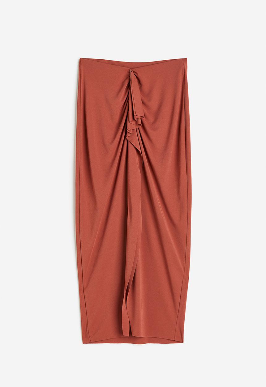 H&M - Gusset-panel jersey skirt - brick red